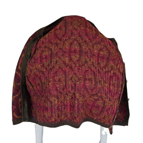 Edinburgh Women’s Mohair Blend Cardigan Sweater M Brown Red Pattern Knit Button - Picture 6 of 12